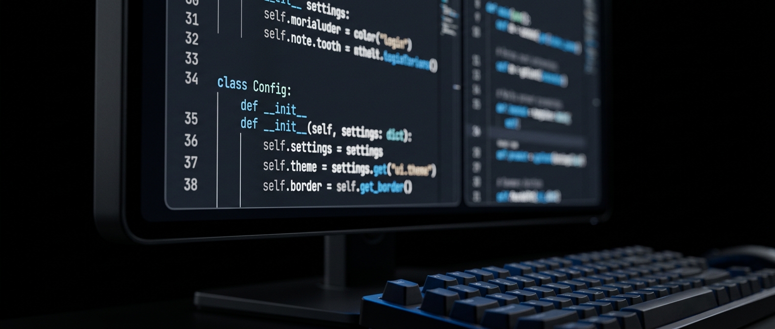 A code editor on a dark monitor at night